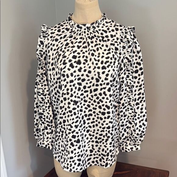 J Crew Ruffle Neck Long Sleeve Top Size XS - Picture 1 of 13